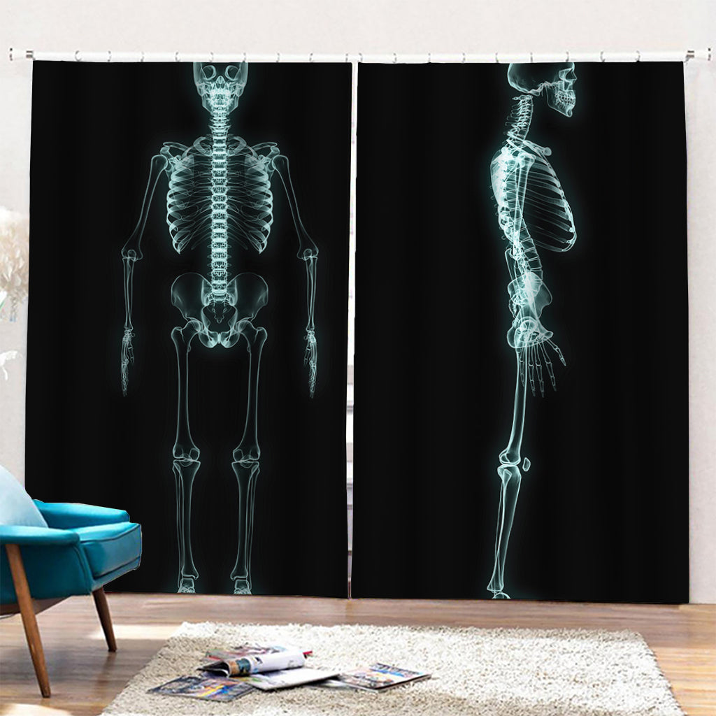 Human Skeleton X-Ray Print Pencil Pleat Curtains