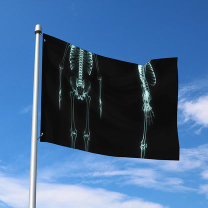 Human Skeleton X-Ray Print Polyester Flag