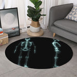 Human Skeleton X-Ray Print Round Rug