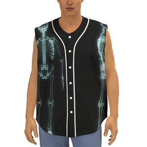 Human Skeleton X-Ray Print Sleeveless Baseball Jersey