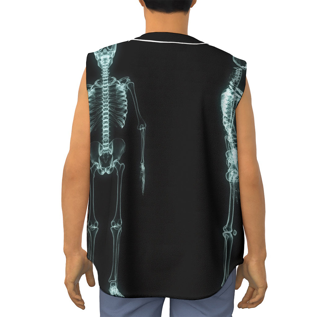 Human Skeleton X-Ray Print Sleeveless Baseball Jersey