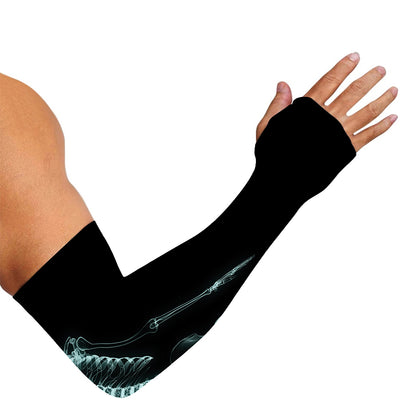 Human Skeleton X-Ray Print Sun Protection Arm Sleeves