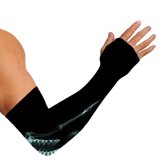 Human Skeleton X-Ray Print Sun Protection Arm Sleeves