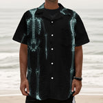 Human Skeleton X-Ray Print Textured Short Sleeve Shirt