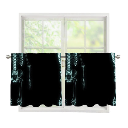 Human Skeleton X-Ray Print Tier Curtains