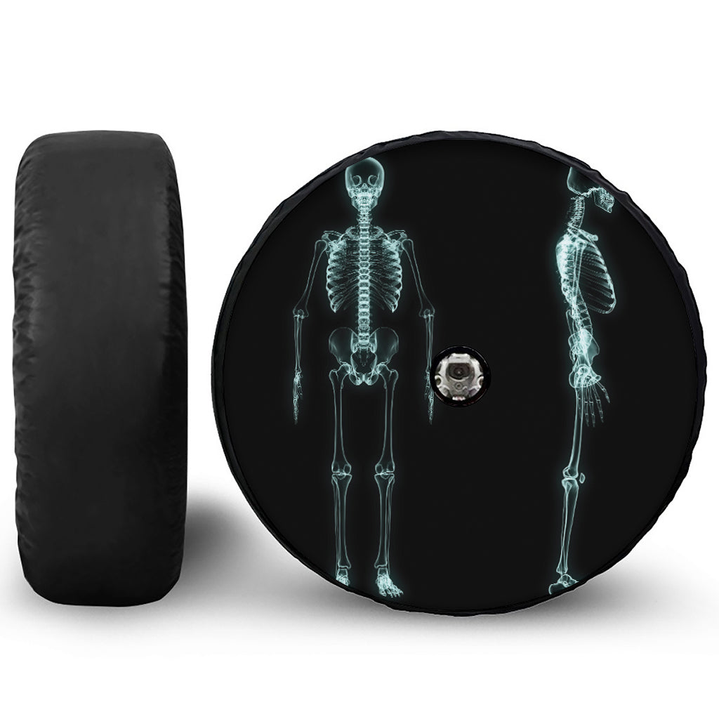 Human Skeleton X-Ray Print Tire Cover With Camera Hole