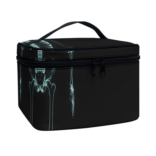 Human Skeleton X-Ray Print Travel Makeup Bag