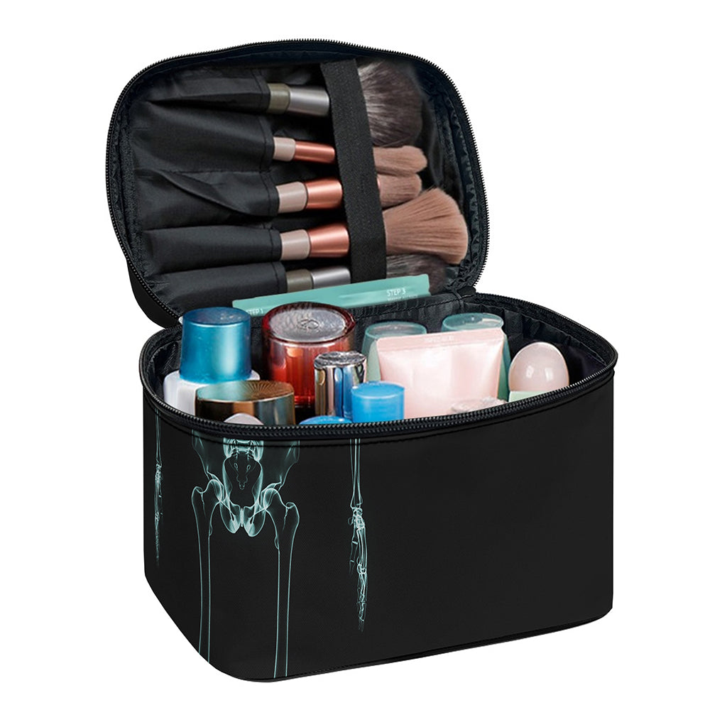 Human Skeleton X-Ray Print Travel Makeup Bag