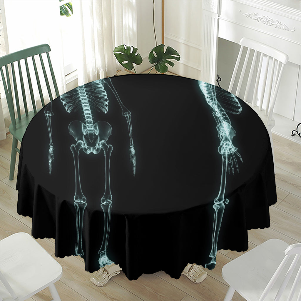 Human Skeleton X-Ray Print Waterproof Round Tablecloth