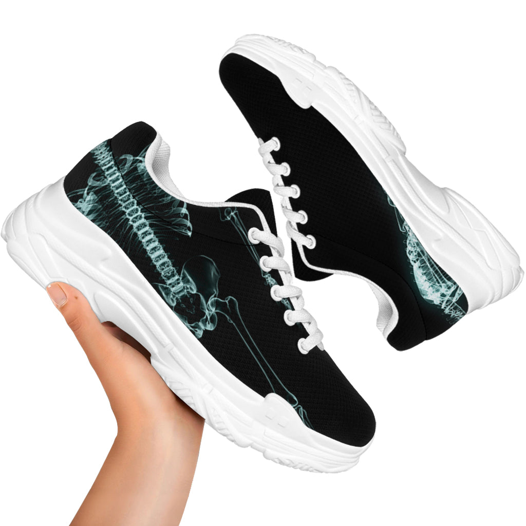 Human Skeleton X-Ray Print White Chunky Shoes