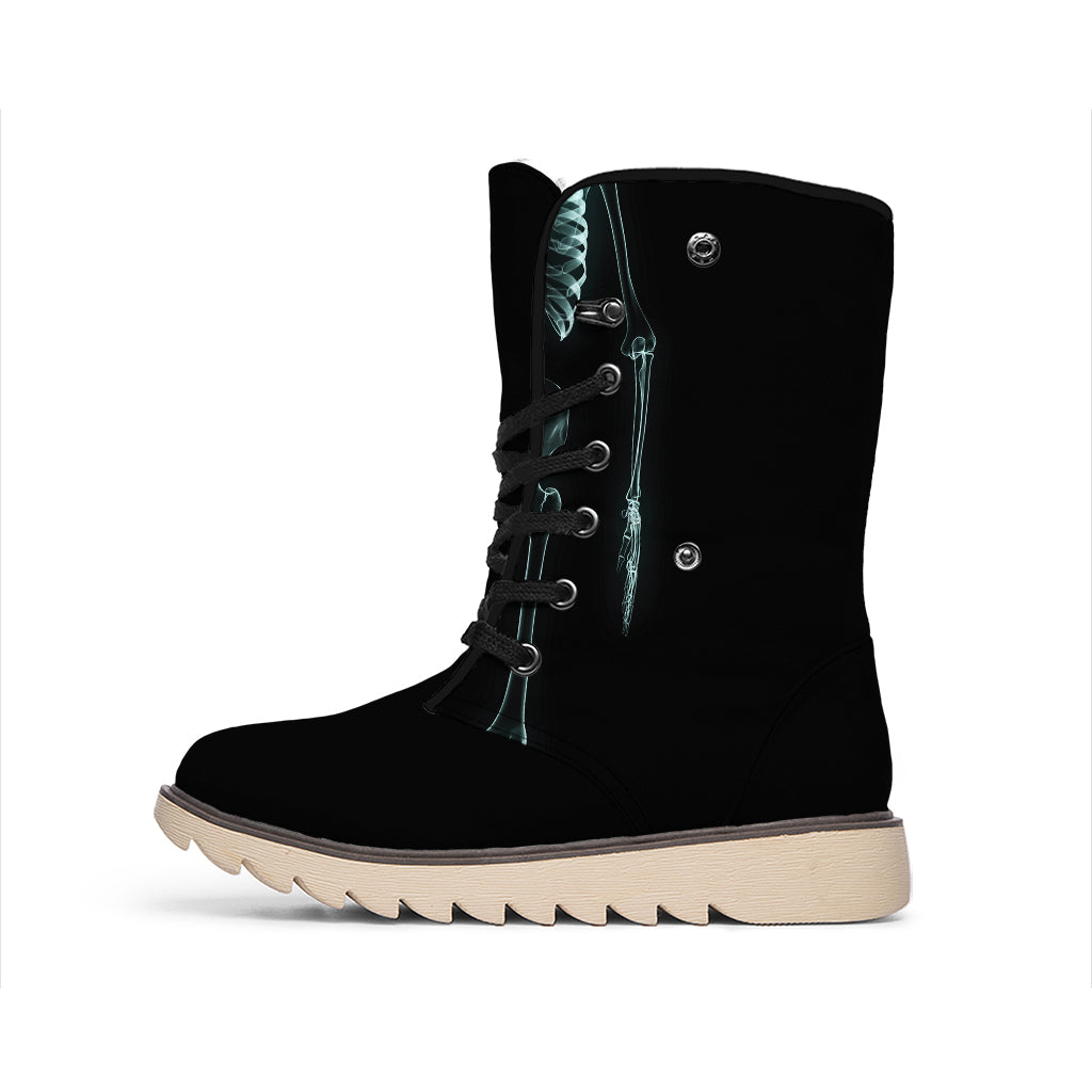 Human Skeleton X-Ray Print Winter Boots