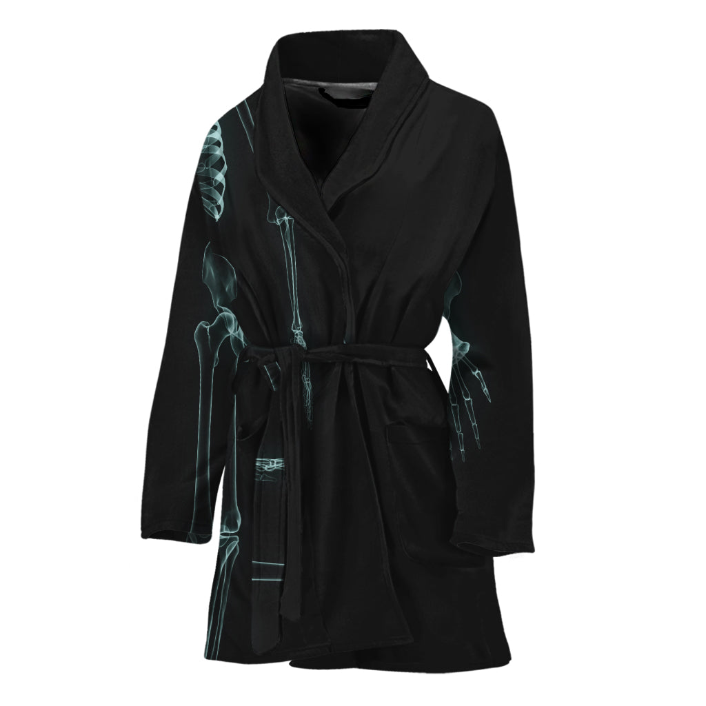 Human Skeleton X-Ray Print Women's Bathrobe
