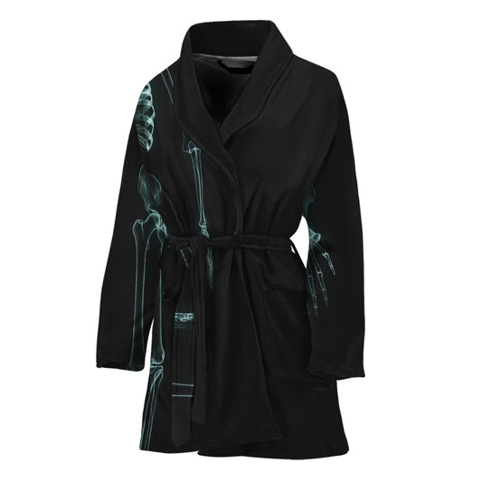 Human Skeleton X-Ray Print Women's Bathrobe