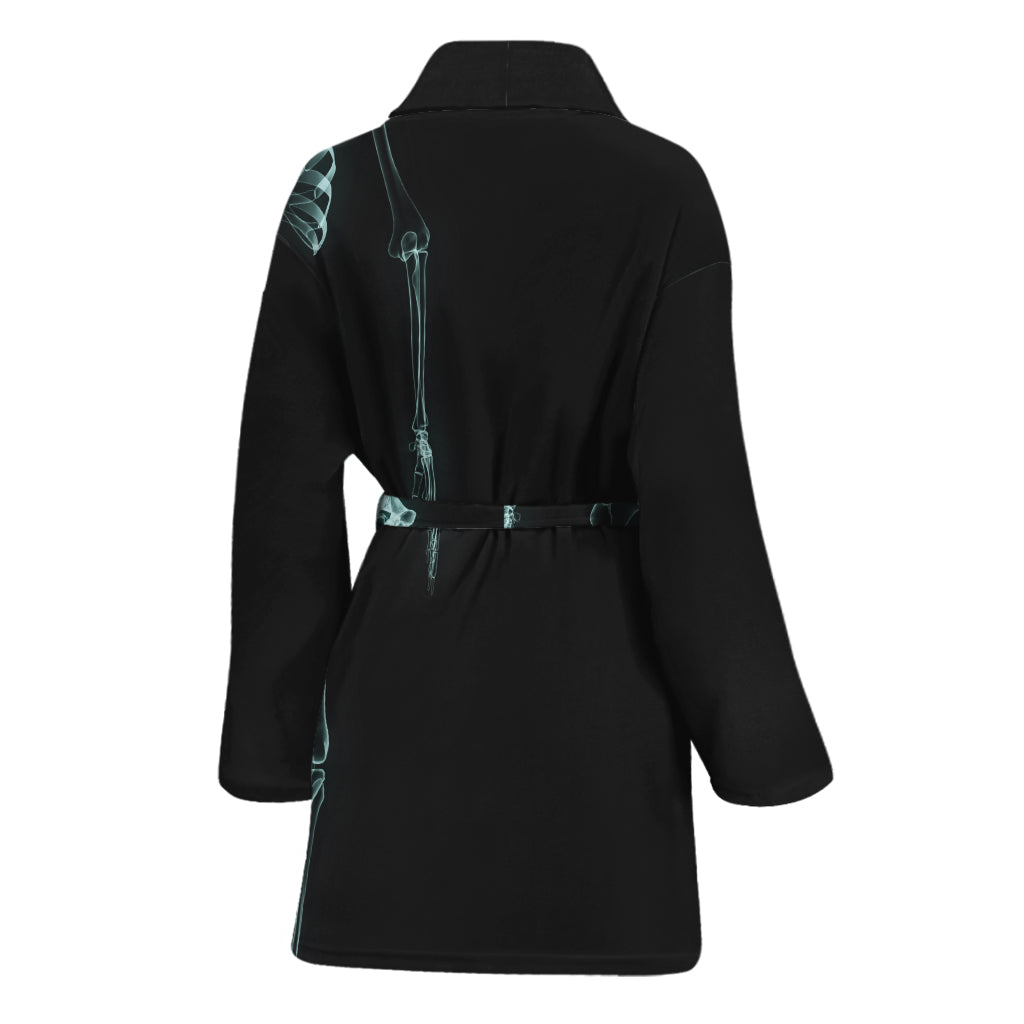 Human Skeleton X-Ray Print Women's Bathrobe