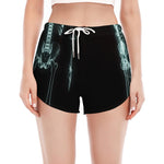 Human Skeleton X-Ray Print Women's Split Running Shorts