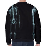 Human Skeleton X-Ray Print Zip Sleeve Bomber Jacket