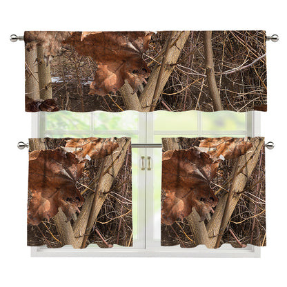 Hunting Camo Pattern Print 3 Piece Kitchen Curtains