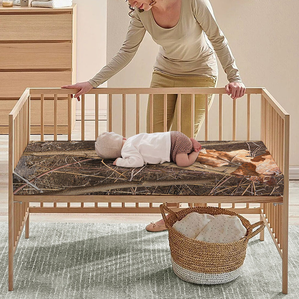 Hunting Camo Pattern Print Baby Crib Sheet