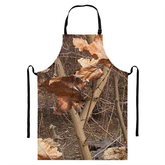 Hunting Camo Pattern Print Bib Apron With Pocket