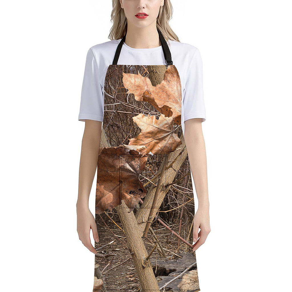 Hunting Camo Pattern Print Bib Apron With Pocket