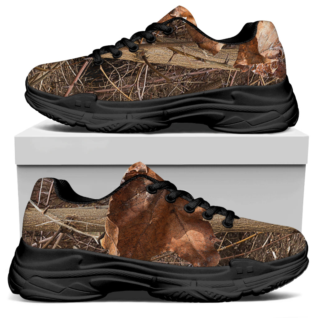 Hunting Camo Pattern Print Black Chunky Shoes