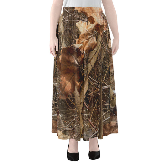 Hunting Camo Pattern Print Chiffon Maxi Skirt