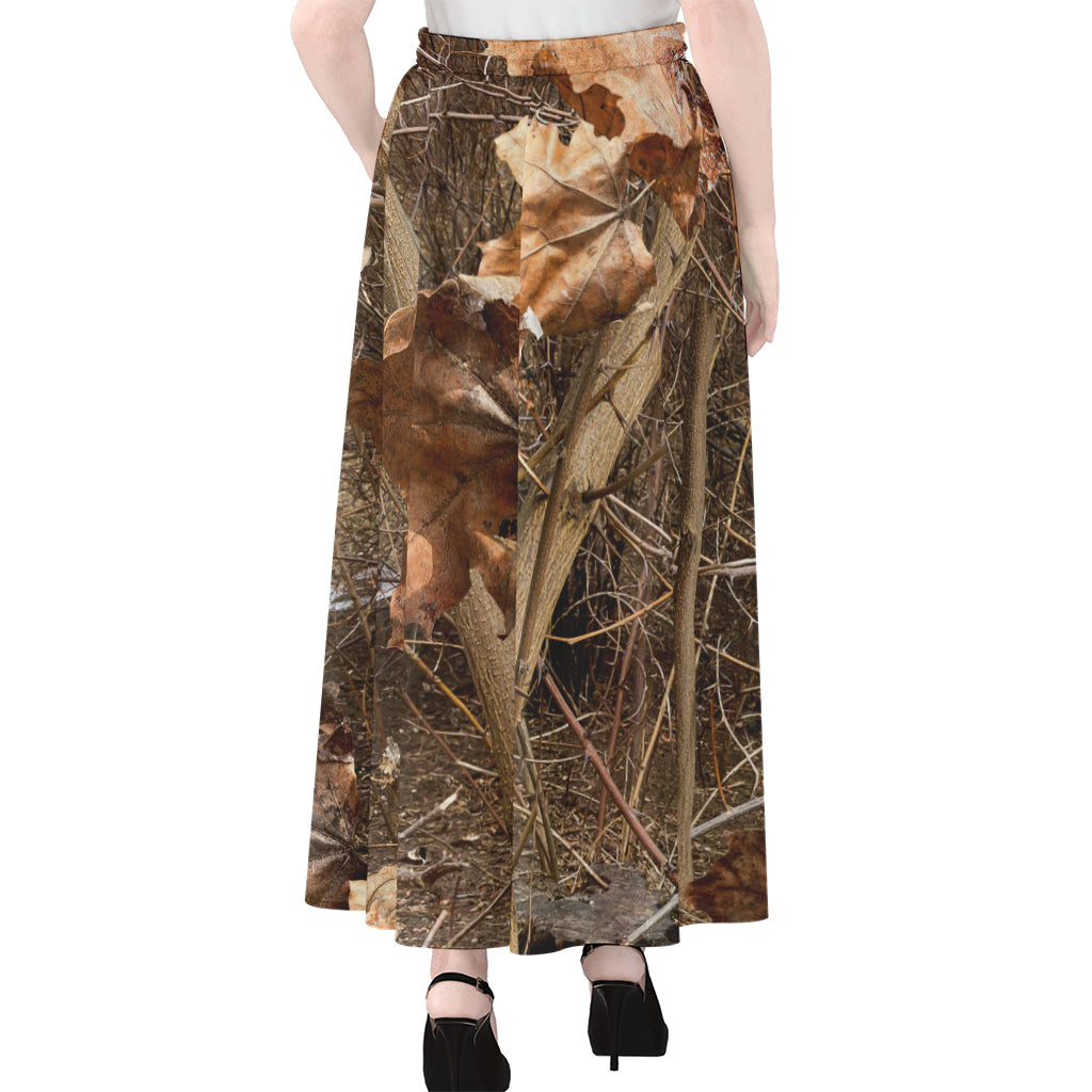 Hunting Camo Pattern Print Chiffon Maxi Skirt