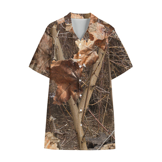 Hunting Camo Pattern Print Cotton Hawaiian Shirt
