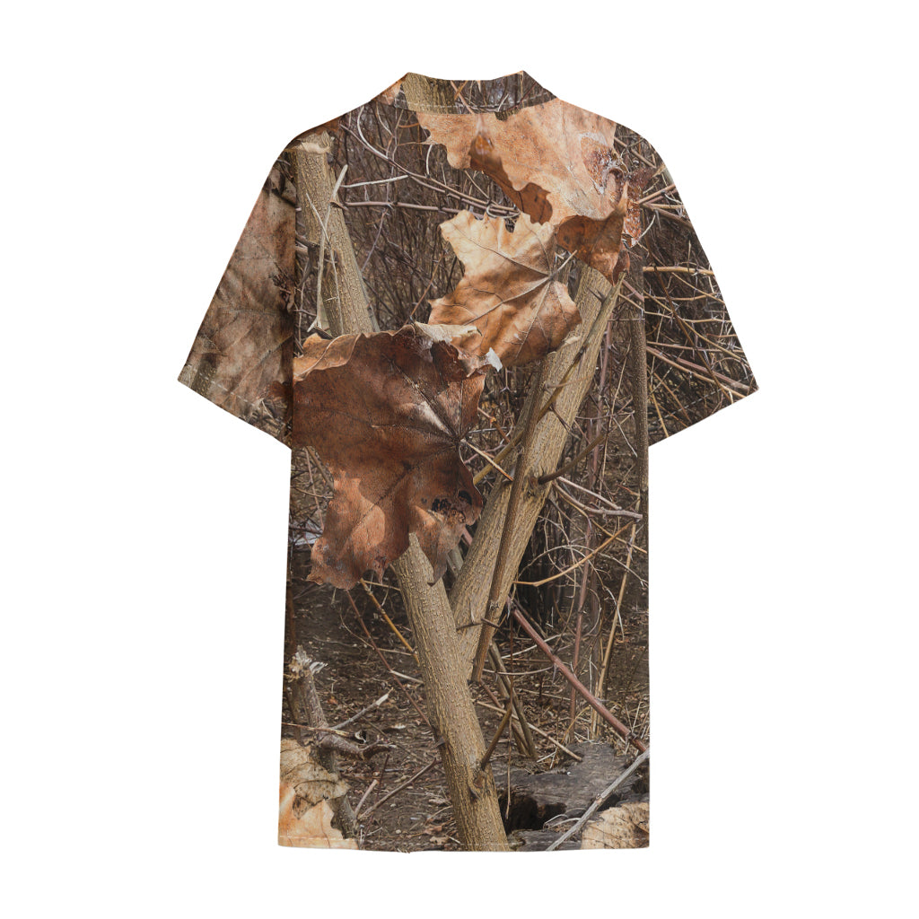 Hunting Camo Pattern Print Cotton Hawaiian Shirt