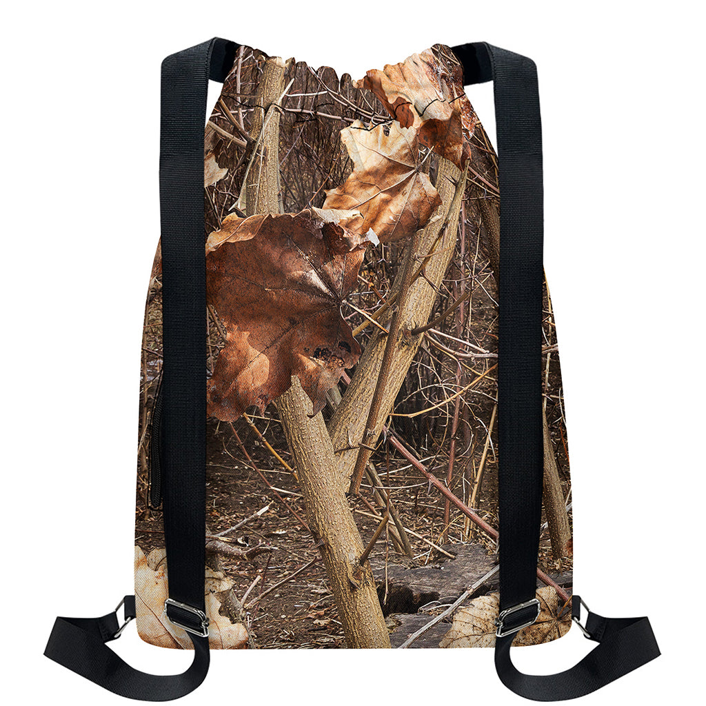 Hunting Camo Pattern Print Drawstring Backpack