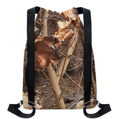 Hunting Camo Pattern Print Drawstring Backpack