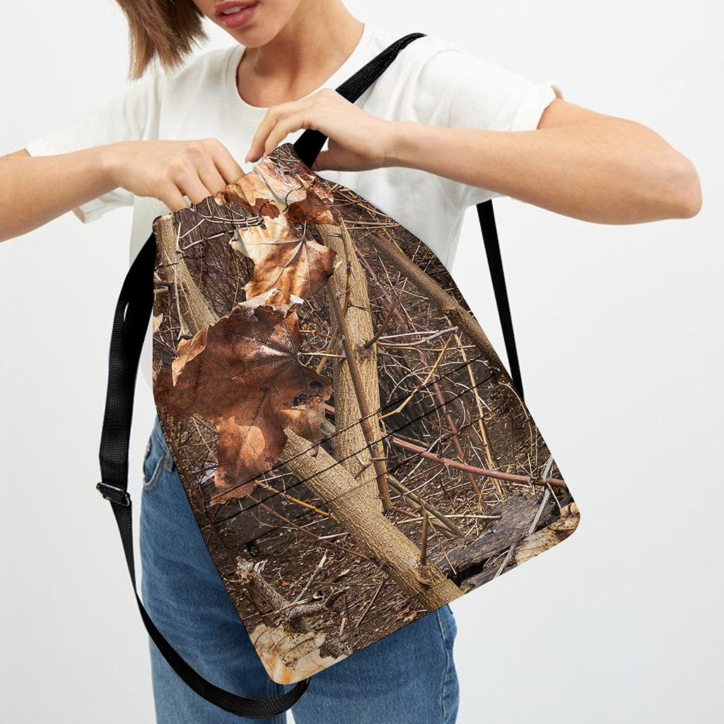 Hunting Camo Pattern Print Drawstring Backpack