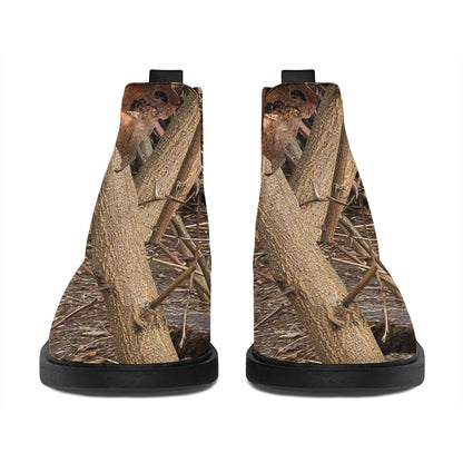 Hunting Camo Pattern Print Flat Ankle Boots