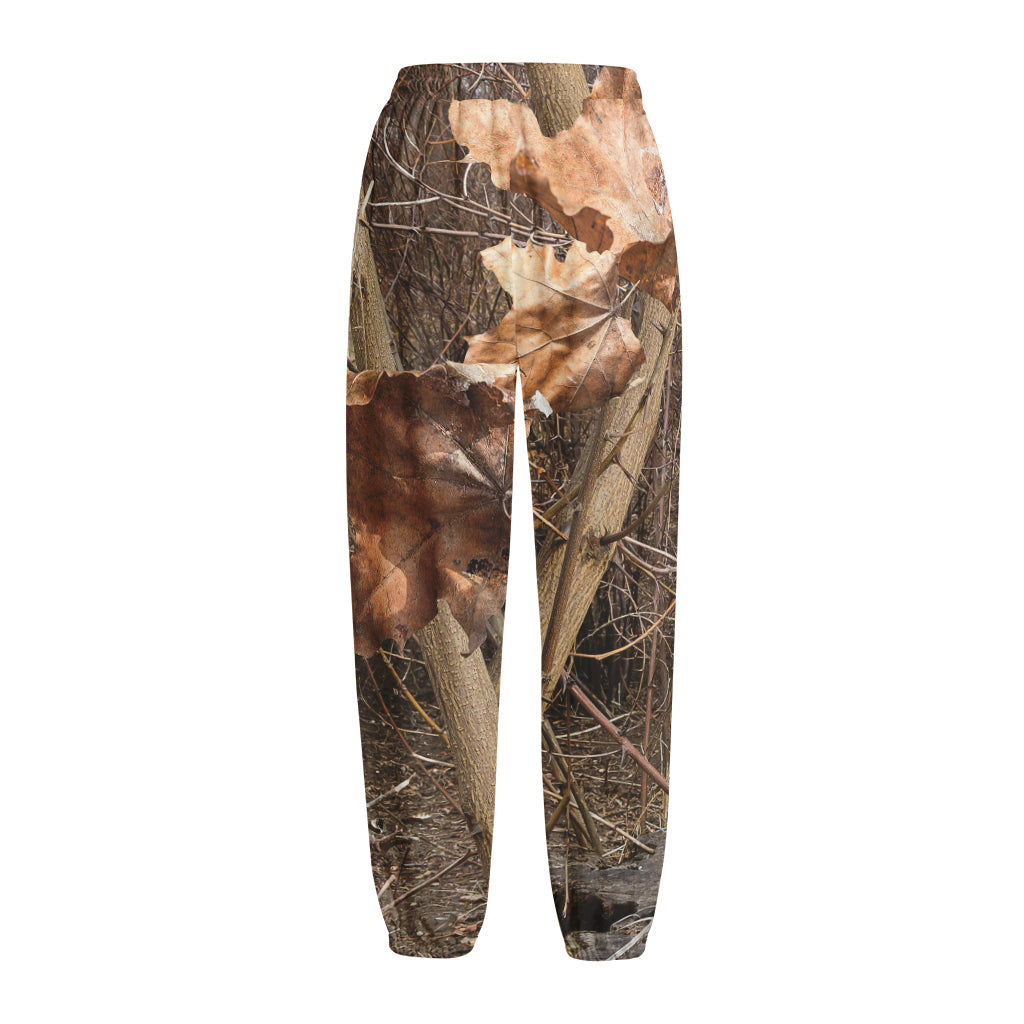 Hunting Camo Pattern Print Fleece Lined Knit Pants