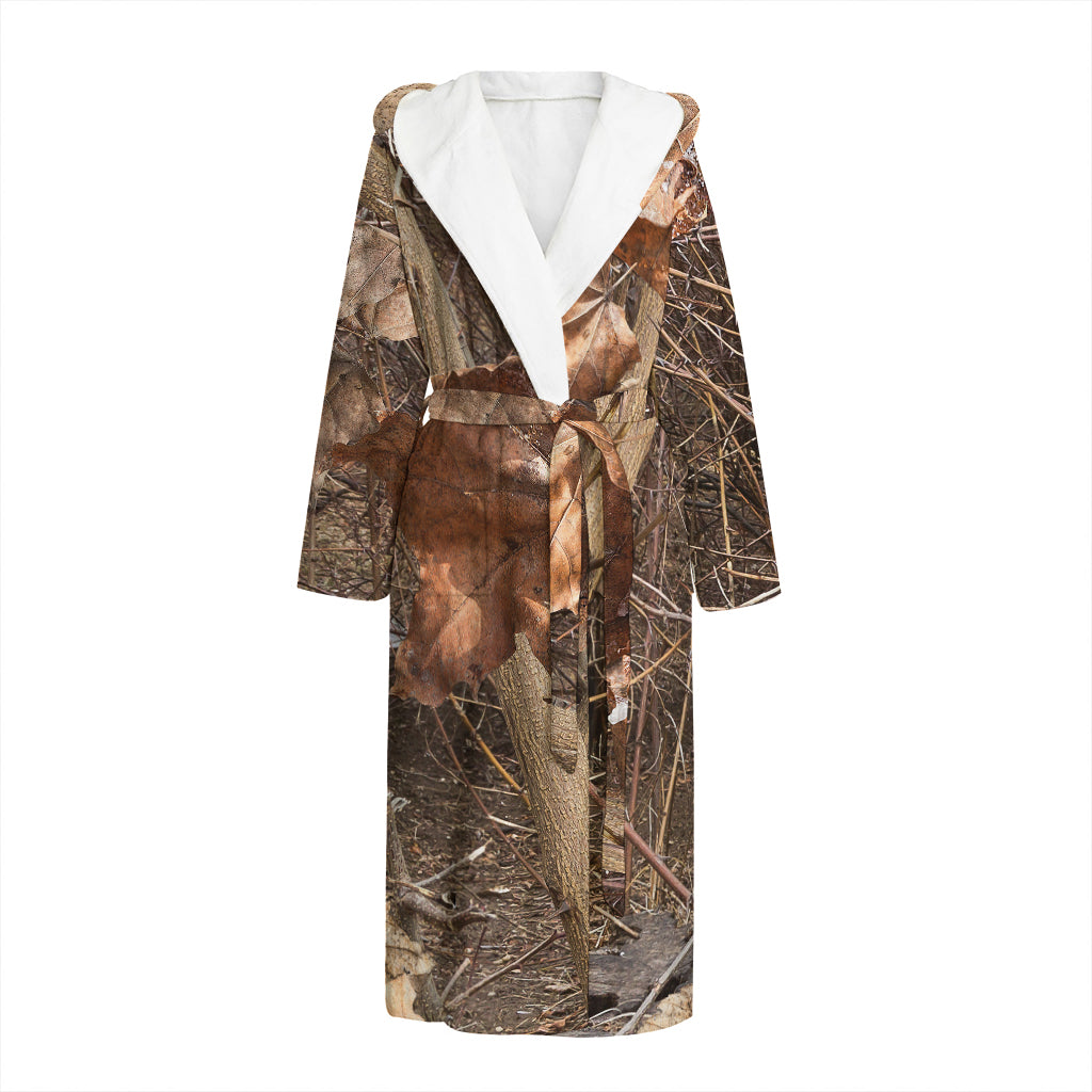 Hunting Camo Pattern Print Hooded Bathrobe