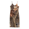 Hunting Camo Pattern Print Jersey Midi Cami Dress