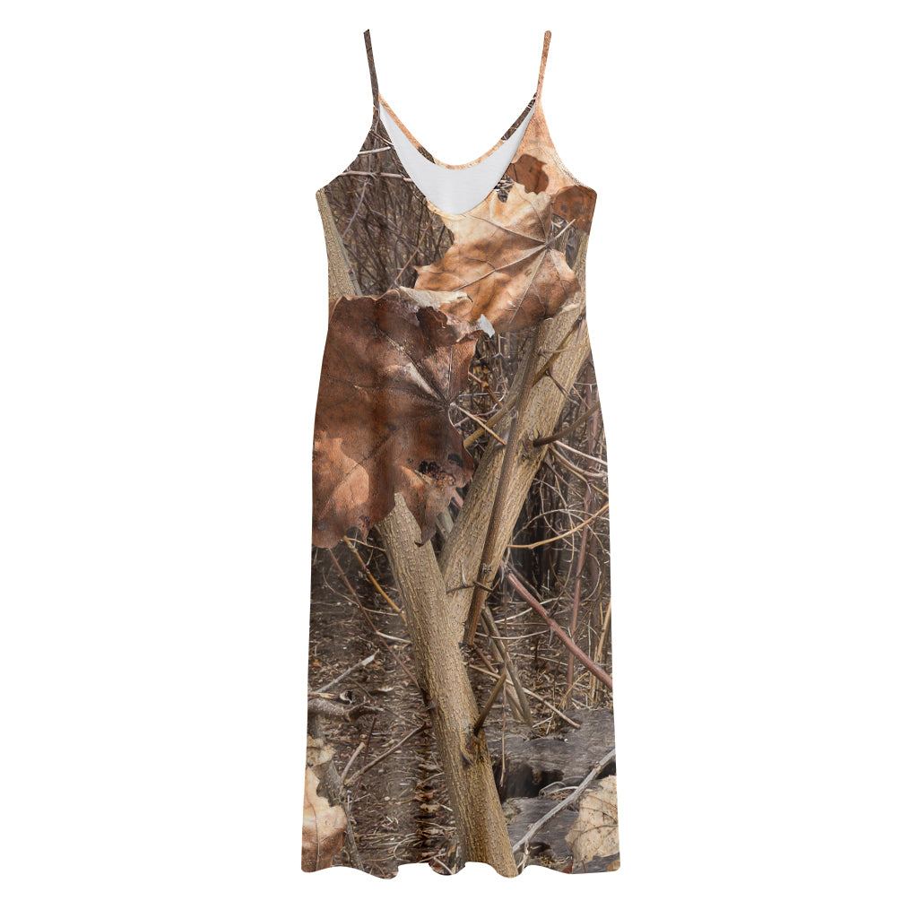 Hunting Camo Pattern Print Jersey Midi Cami Dress