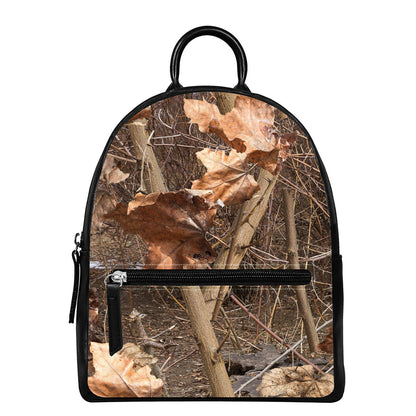 Hunting Camo Pattern Print Leather Backpack