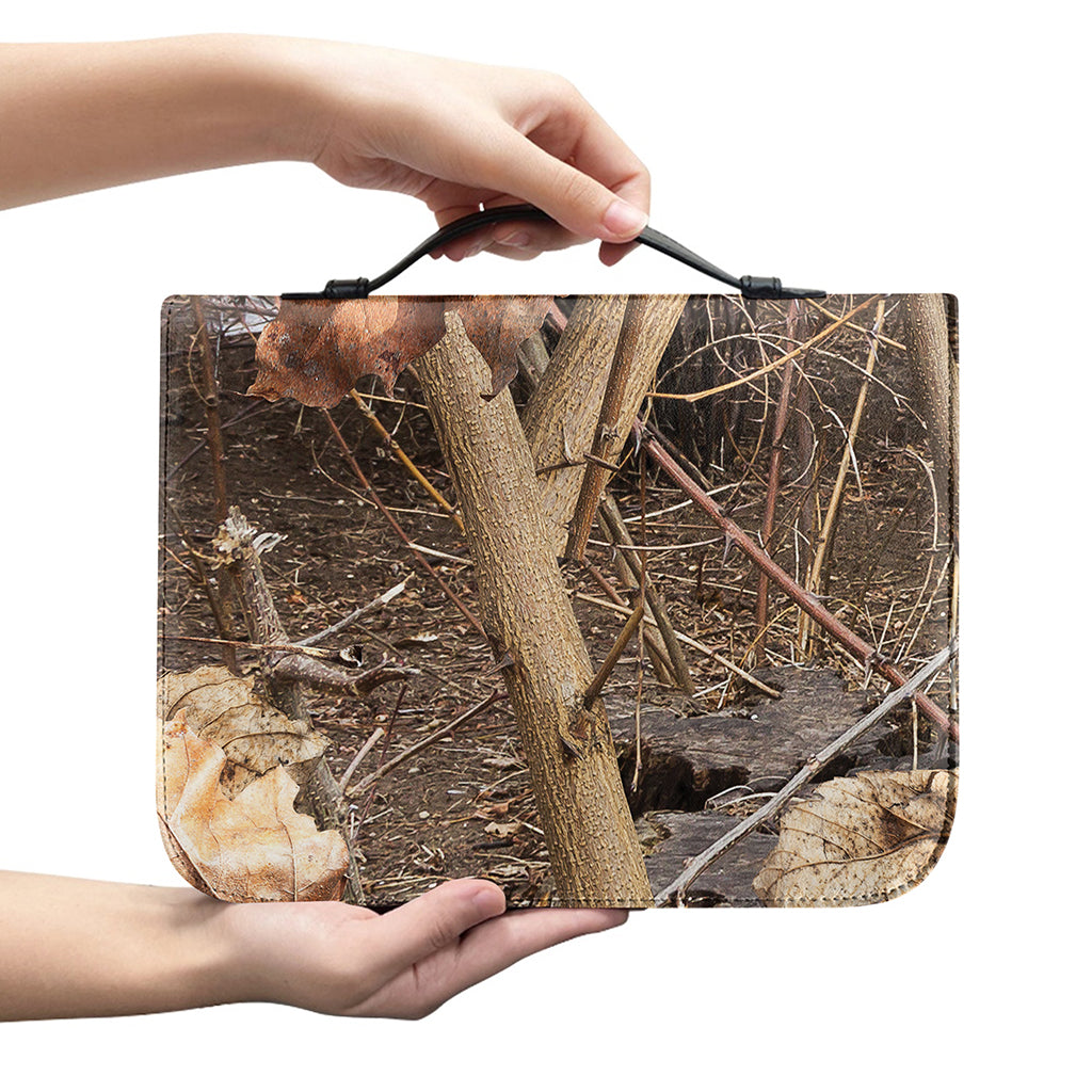 Hunting Camo Pattern Print Leather Bible Cover