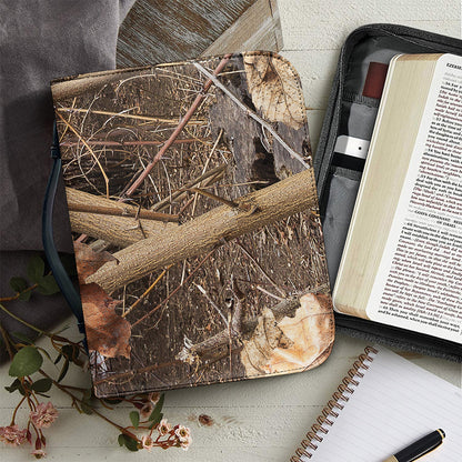 Hunting Camo Pattern Print Leather Bible Cover