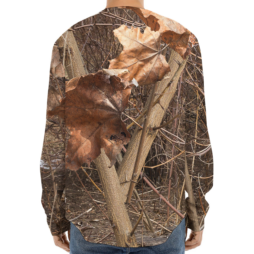 Hunting Camo Pattern Print Long Sleeve Baseball Jersey