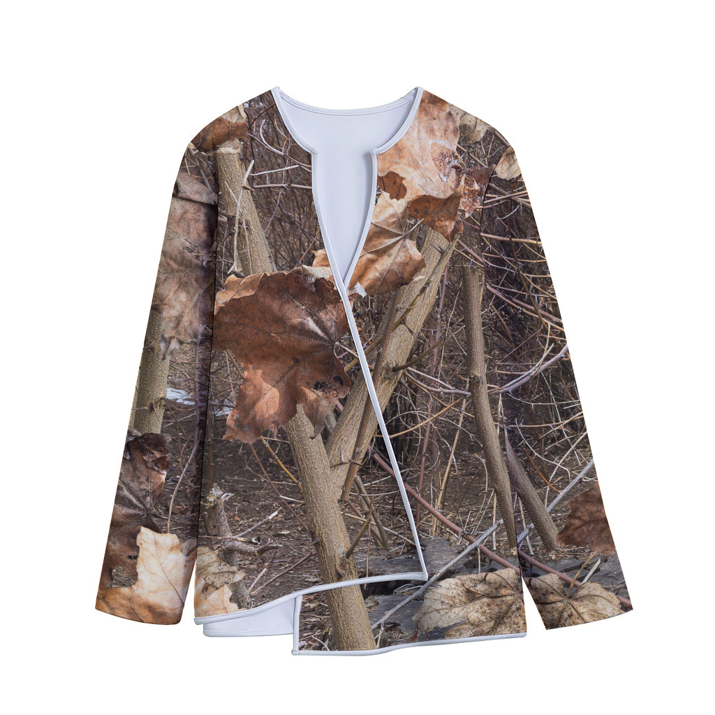 Hunting Camo Pattern Print Long Sleeve Short Coat