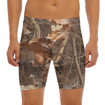 Hunting Camo Pattern Print Men's Long Boxer Briefs