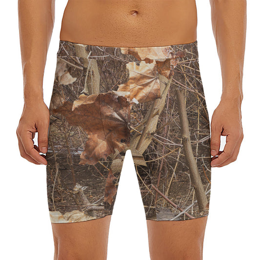 Hunting Camo Pattern Print Men's Long Boxer Briefs