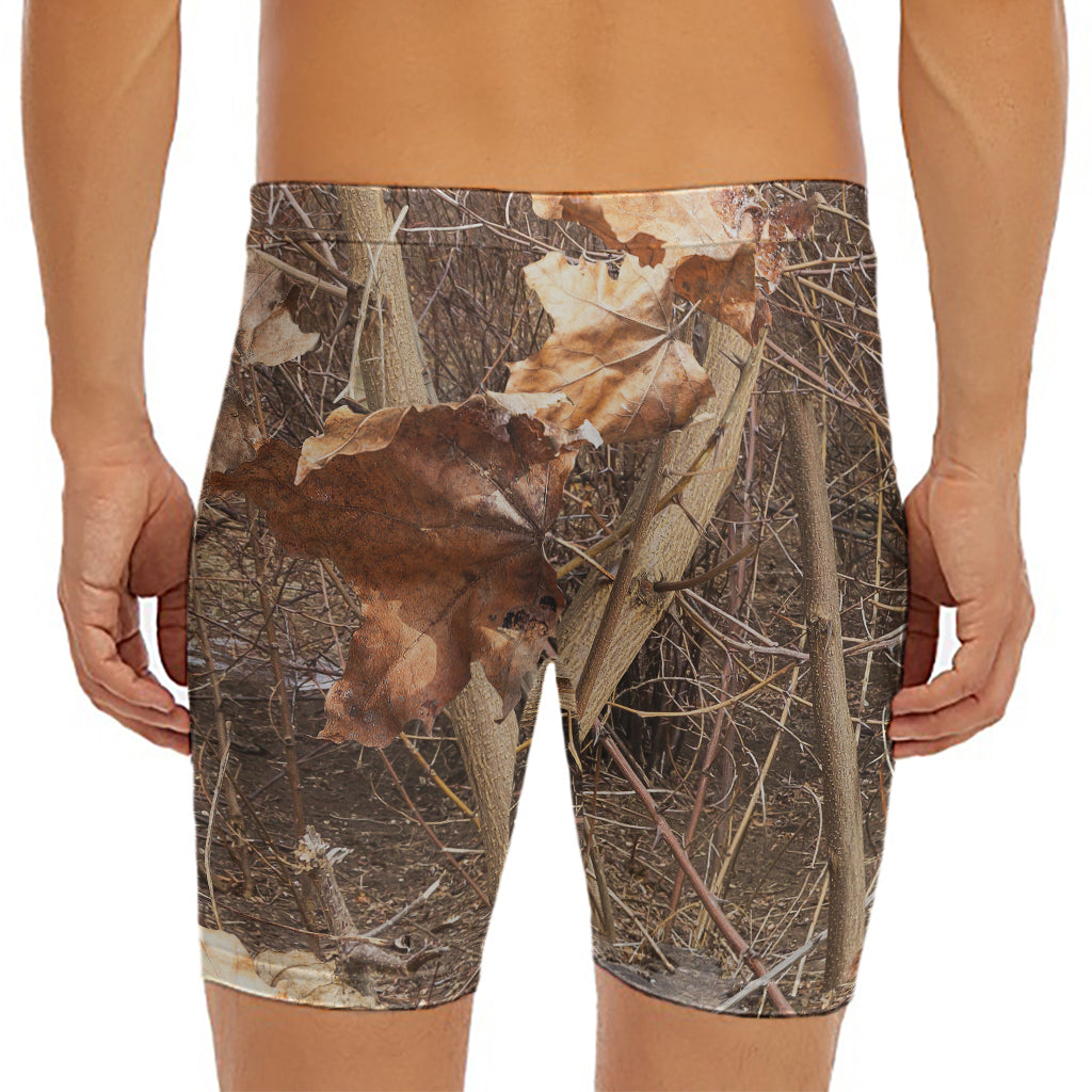 Hunting Camo Pattern Print Men's Long Boxer Briefs