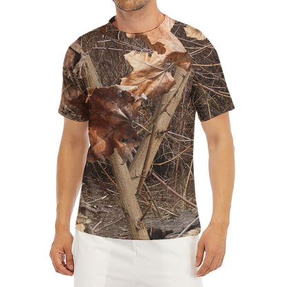 Hunting Camo Pattern Print Men's Short Sleeve Rash Guard