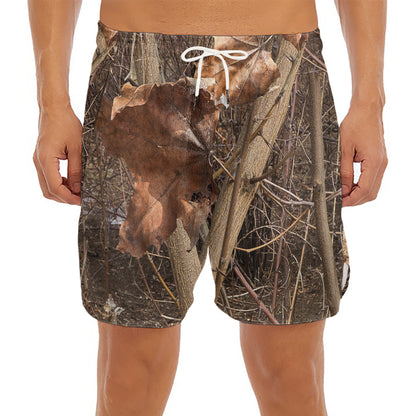 Hunting Camo Pattern Print Men's Split Running Shorts