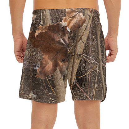 Hunting Camo Pattern Print Men's Split Running Shorts