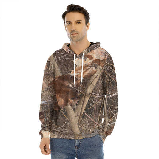 Hunting Camo Pattern Print Men's Velvet Pullover Hoodie