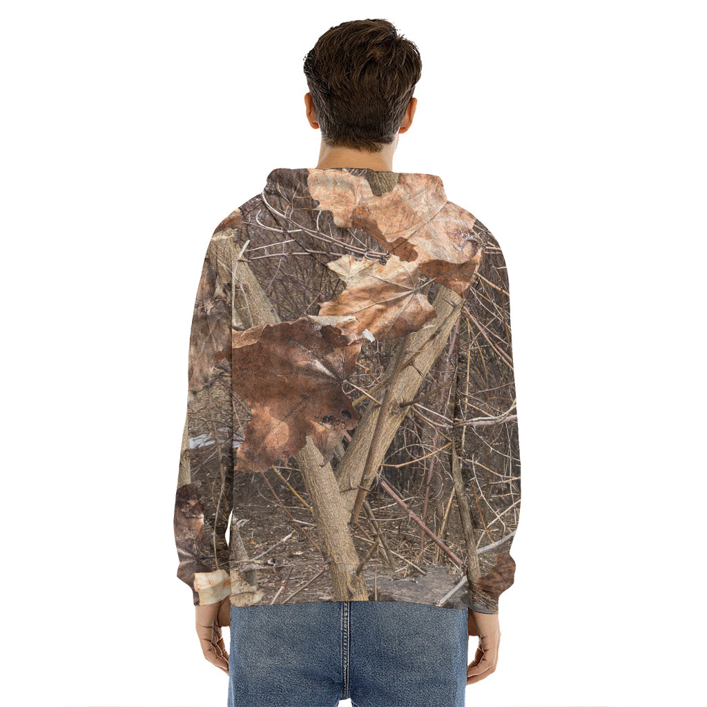 Hunting Camo Pattern Print Men's Velvet Pullover Hoodie